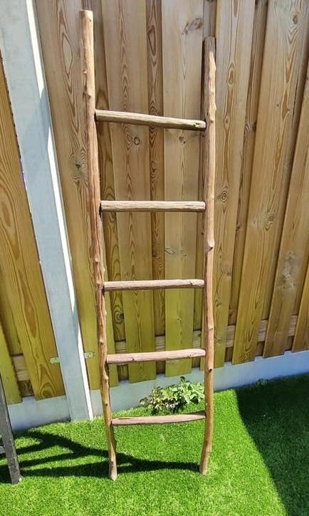 Decoratieve houten ladder - 170 cm zwart / bruin, Ophalen, Gebruikt, Ladder, Minder dan 2 meter