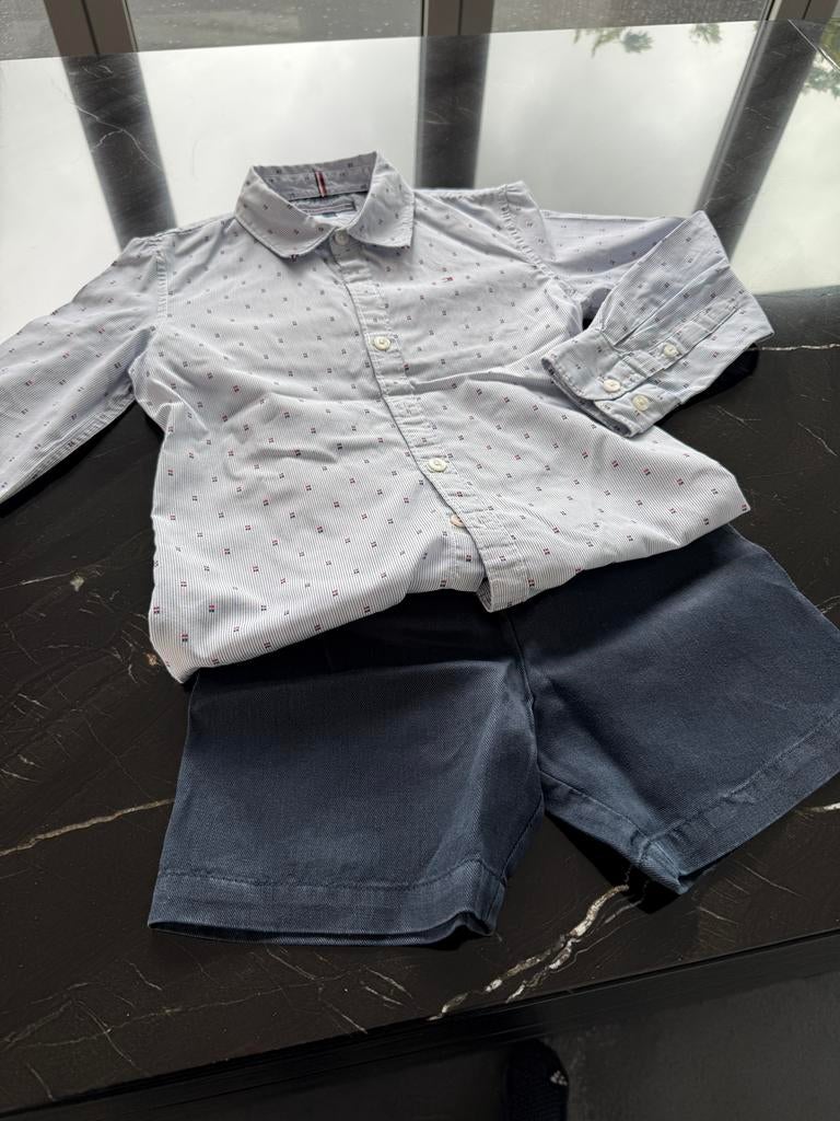 Tommy Hilfiger shirt en linnen korte broek 116, Kinderen en Baby's, Kinderkleding | Maat 116, Ophalen of Verzenden, Zo goed als nieuw