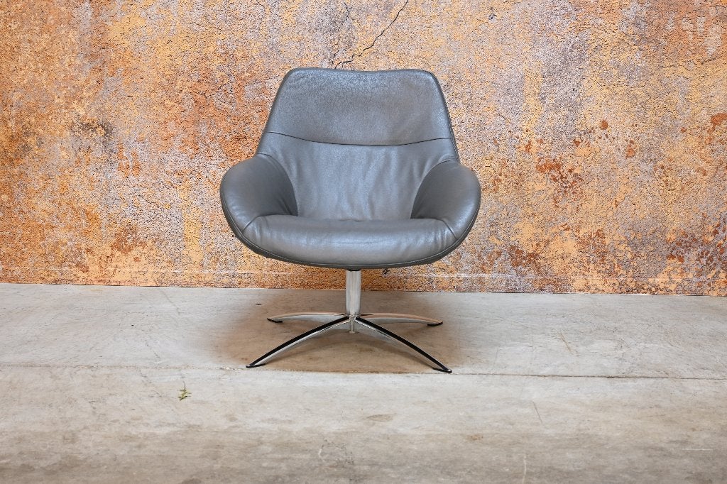 IZG staat fraaie grijze leren Topform draaifauteuil