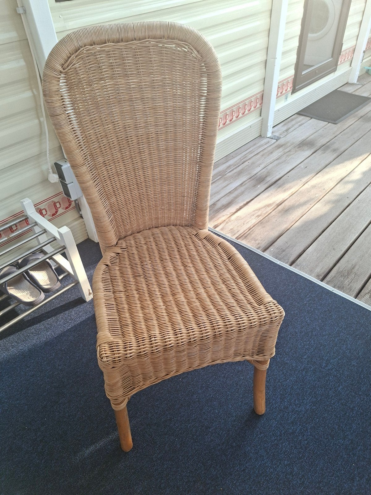 Rotan stoel - Vintage rieten eetkamerstoel, Ophalen, Bruin, Riet of Rotan, Zo goed als nieuw