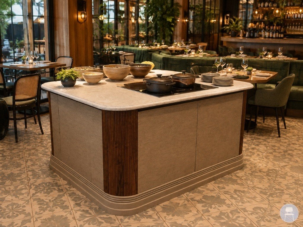 Buffetmeubel Kookeiland Paris marmer 190x150cm, Huis en Inrichting, Ophalen, Gebruikt, 75 cm of meer, 150 tot 200 cm