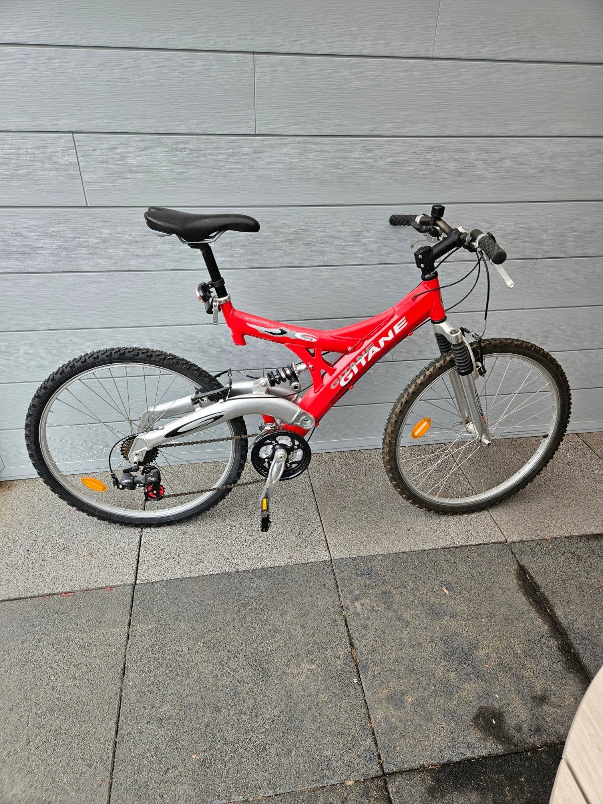 Gitane mountainbike, rood/zilver, volledig geveerd, Gebruikt, 49 tot 53 cm, Ophalen, Overige merken