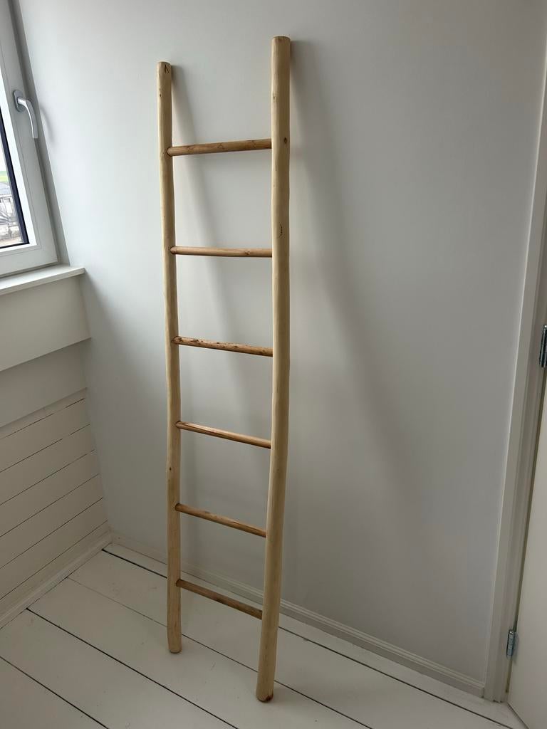Decoratieve houten trap - Sfeervolle ladder, Ophalen, Hout, Beige, Landelijk
