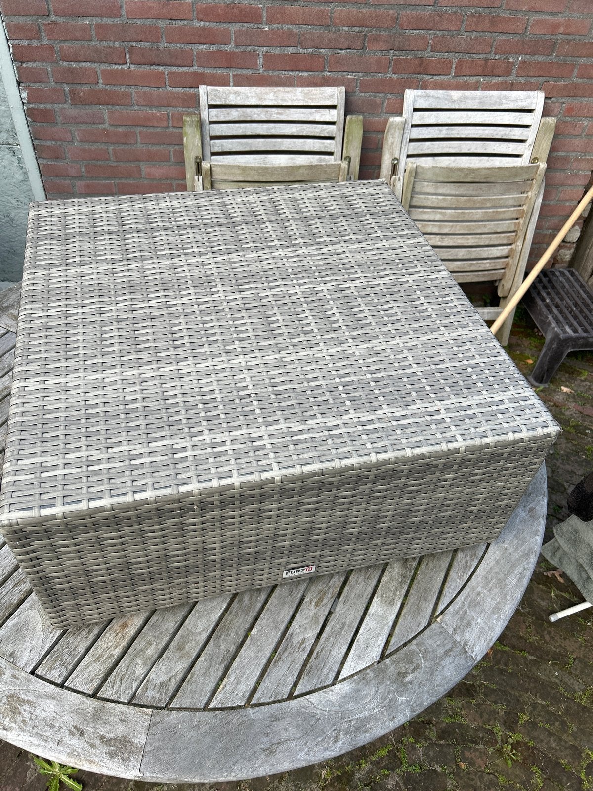 FORZA Wicker Tuin Poef - Grijs