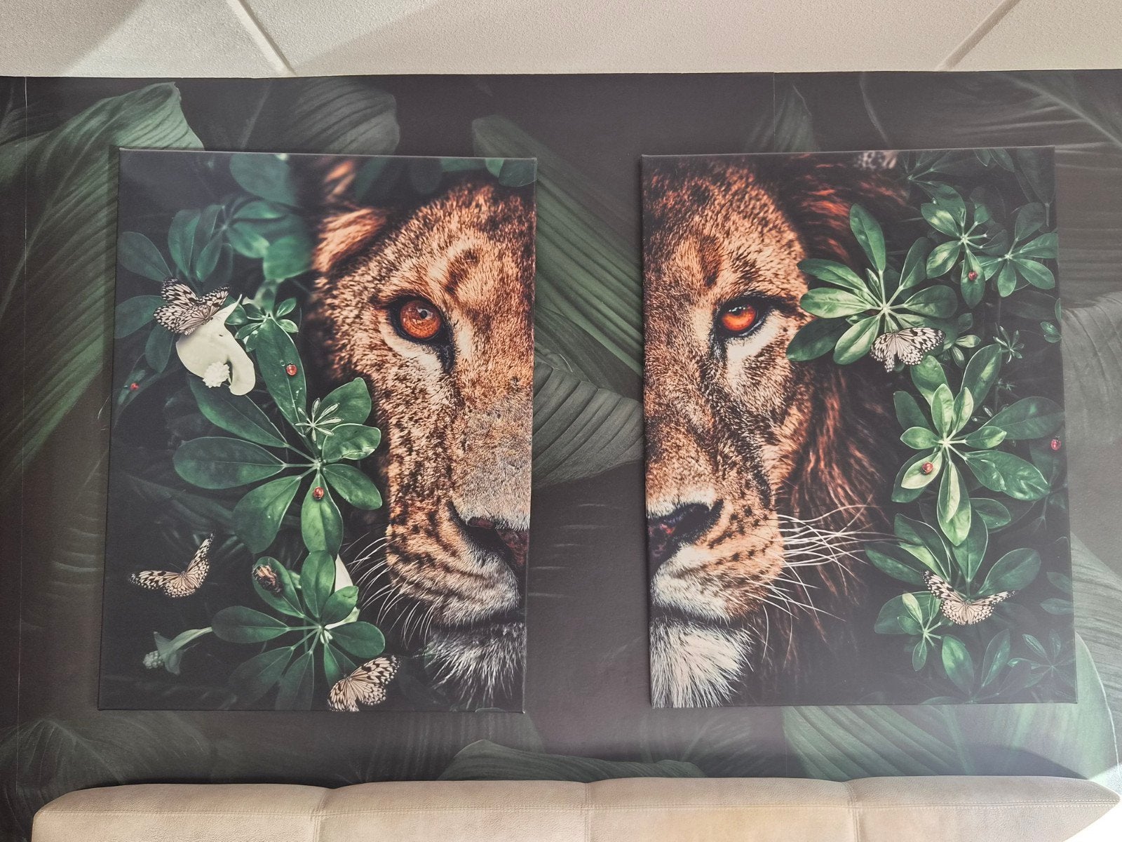 Schilderij doek leeuw PosterJunkie 75x99,5 cm, Huis en Inrichting, Ophalen of Verzenden, Zo goed als nieuw, Schilderij, 75 tot 100 cm