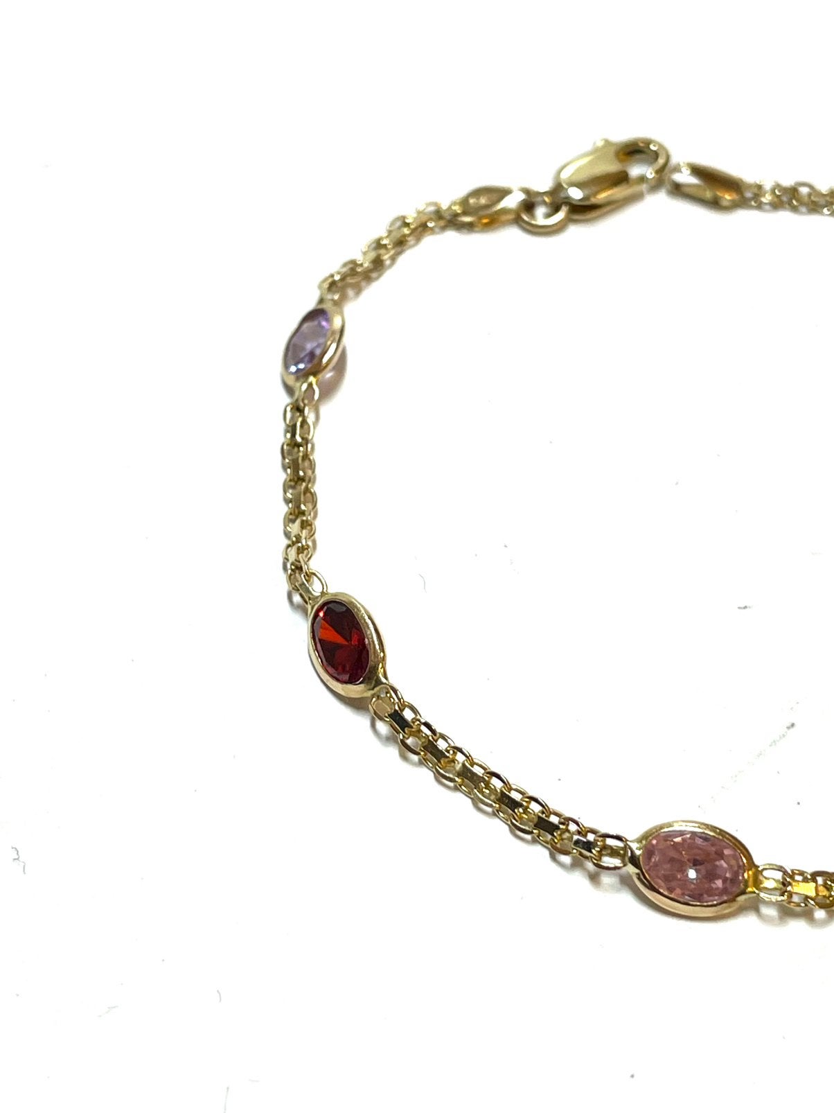 14k gouden armband met meerdere stenen, -, -, Ophalen of Verzenden, Zo goed als nieuw