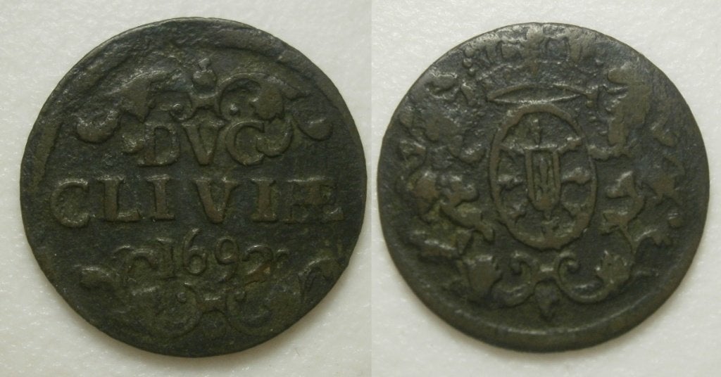 Kleef Duit 1692 -S-, Postzegels en Munten, Munten | Nederland, Losse munt, 1 cent, Vóór koninkrijk, Ophalen of Verzenden