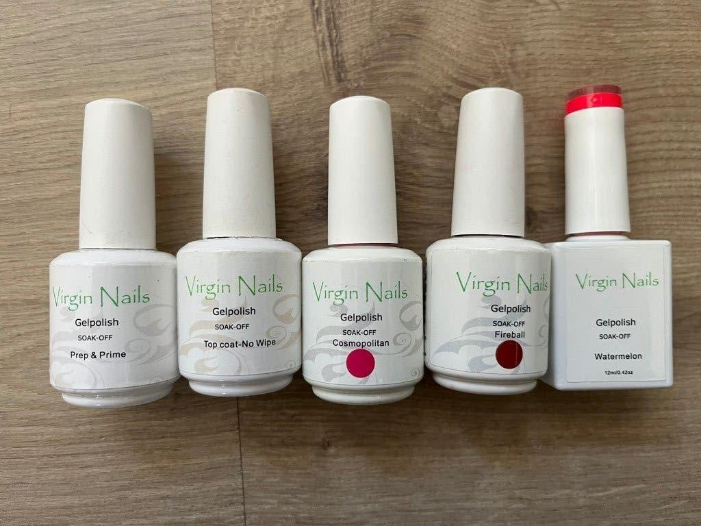 Diverse gel polish van Virgin Nails - 5st, Gebruikt, Overige kleuren, Ophalen of Verzenden, Handen en Nagels