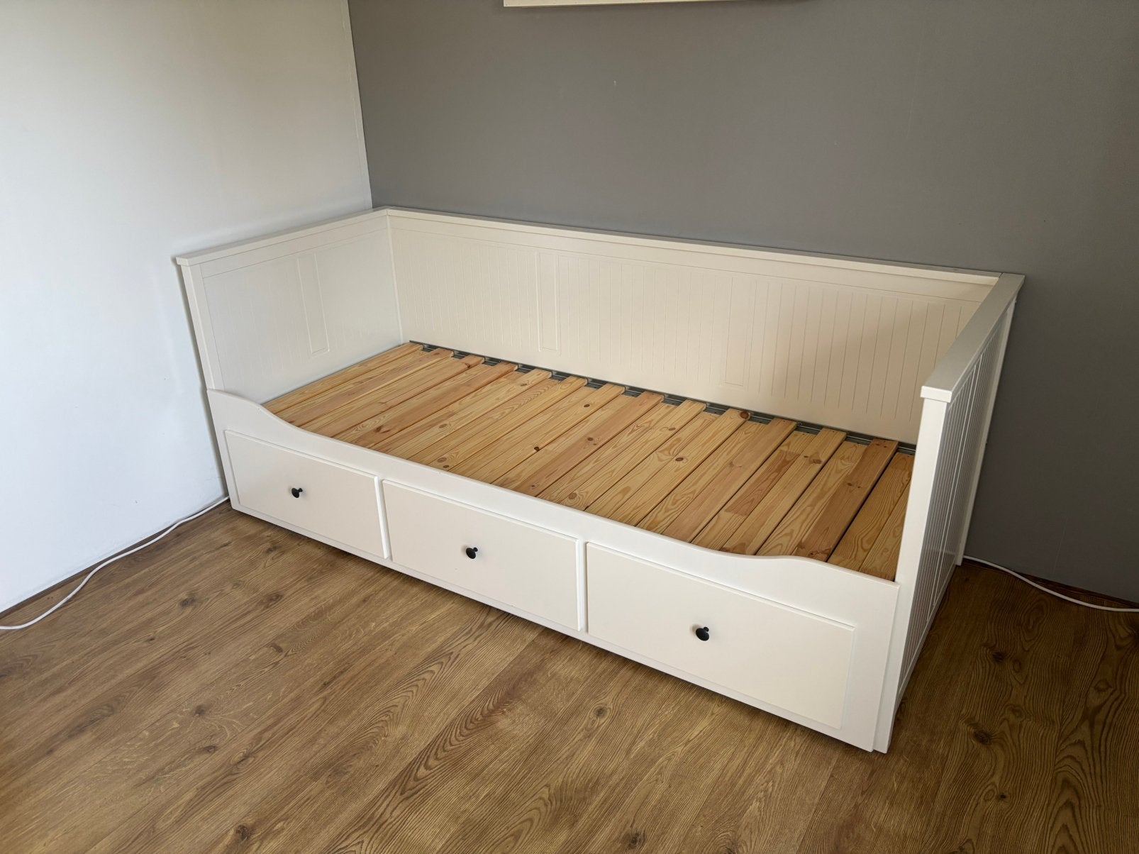 Ikea Hemnes Bedbank 80x200 cm, Ophalen, Eenpersoons, Wit, 80 cm