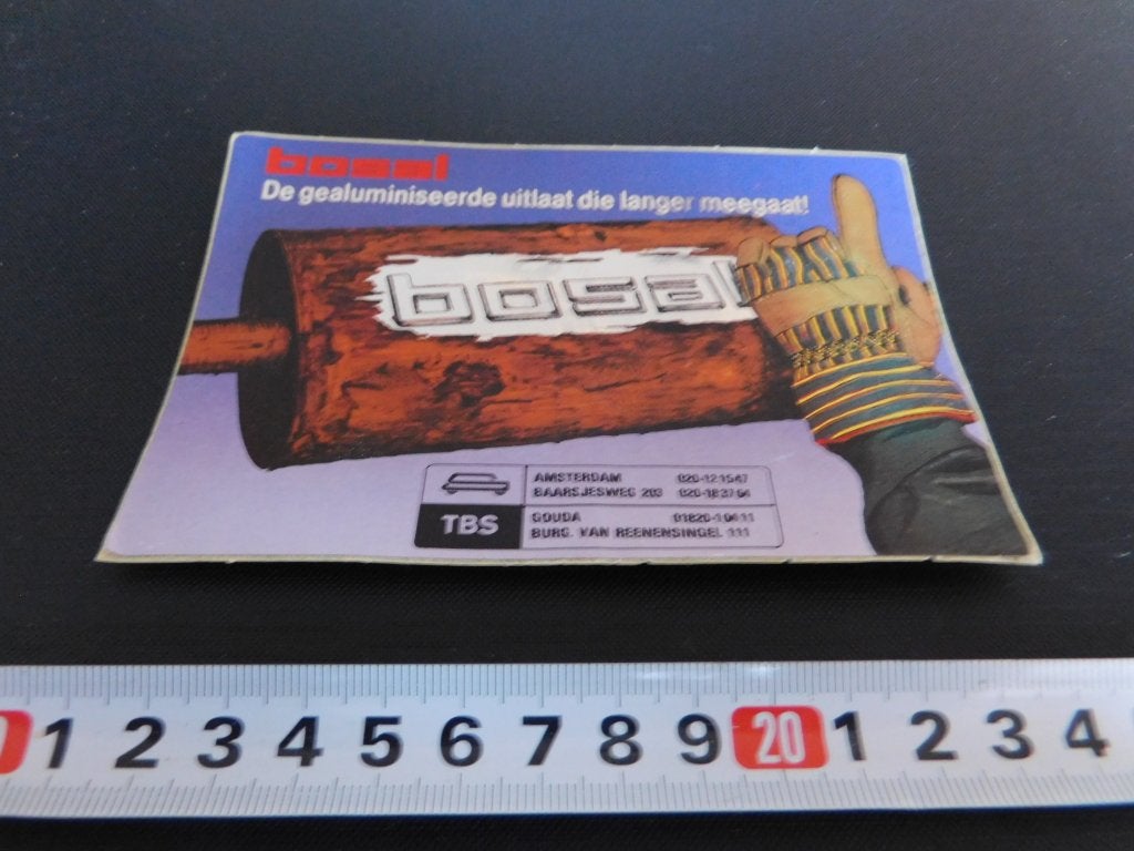 sticker BOSAL Amsterdam Gouda  TBS, Verzamelen, Ophalen, Zo goed als nieuw