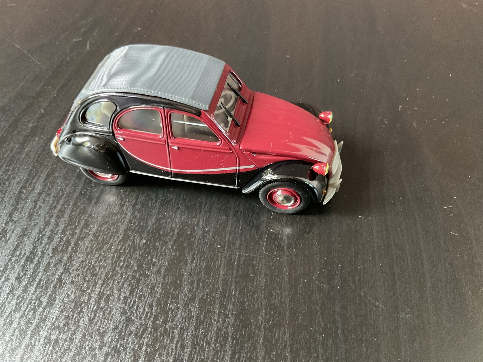 Norev, Hachette, charlston 2CV - Rood/Zwart, Hobby en Vrije tijd, Ophalen of Verzenden, Zo goed als nieuw, Auto, Norev