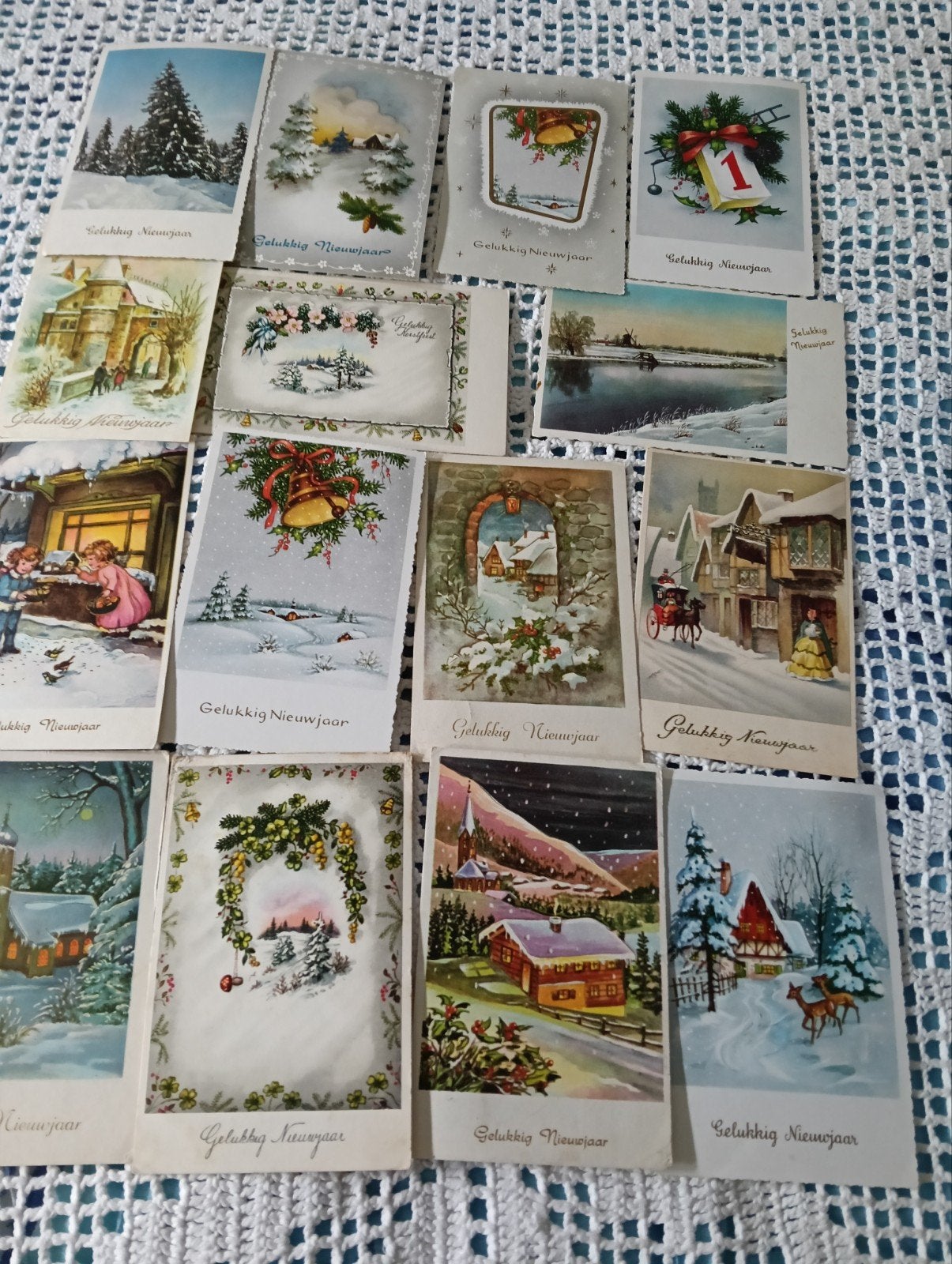 Set van 15 Vintage Nieuwjaarskaarten ., Ophalen of Verzenden