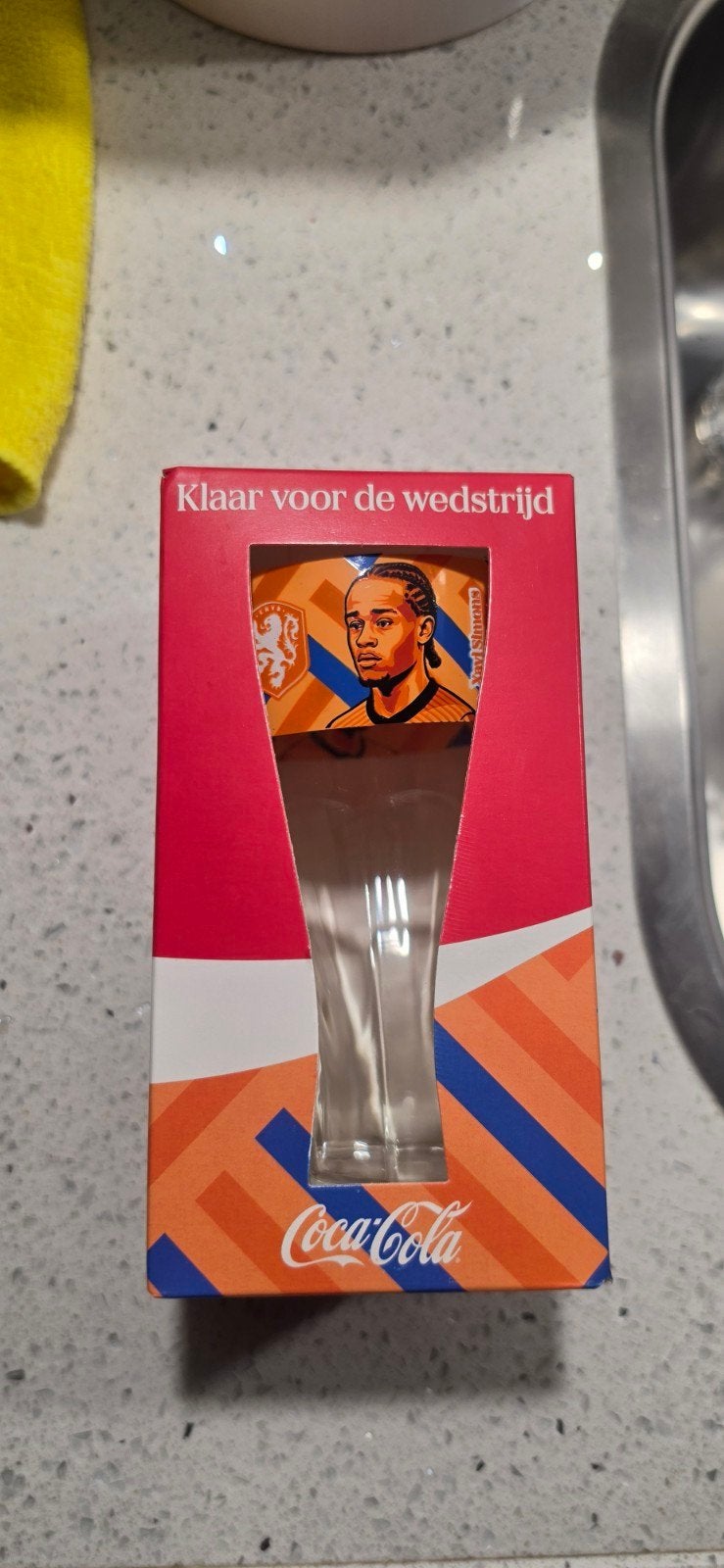 Coca-Cola Xavi Simons Oranje Glas - Nieuw in Doos, Huis en Inrichting, Ophalen of Verzenden, Nieuw, Meerkleurig, Glas