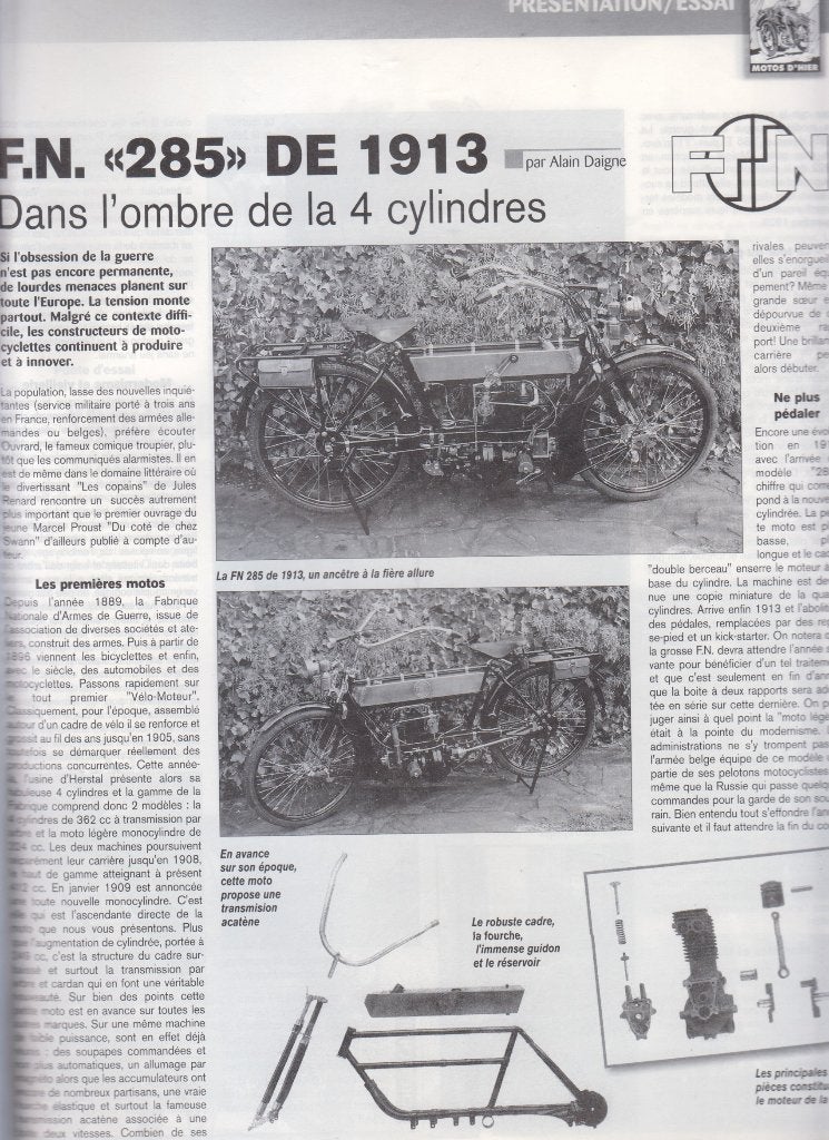 1913 Motorcycle FN 285 classic bike, Verzenden, Gelezen
