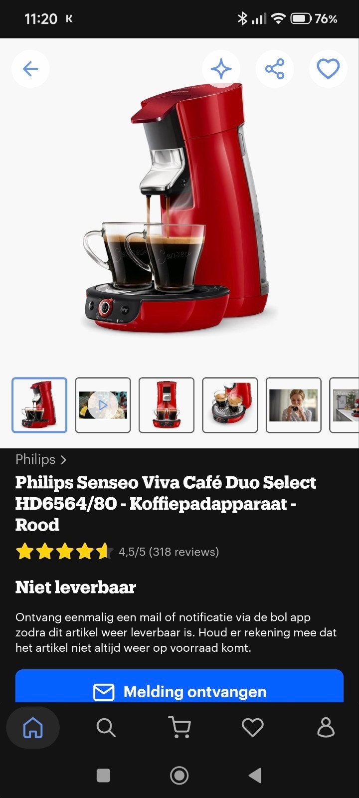 Philips Senseo Viva Café Duo Select HD6564/80 - Zwart, Ophalen, Koffiepads en cups, Gebruikt, Koffiemachine