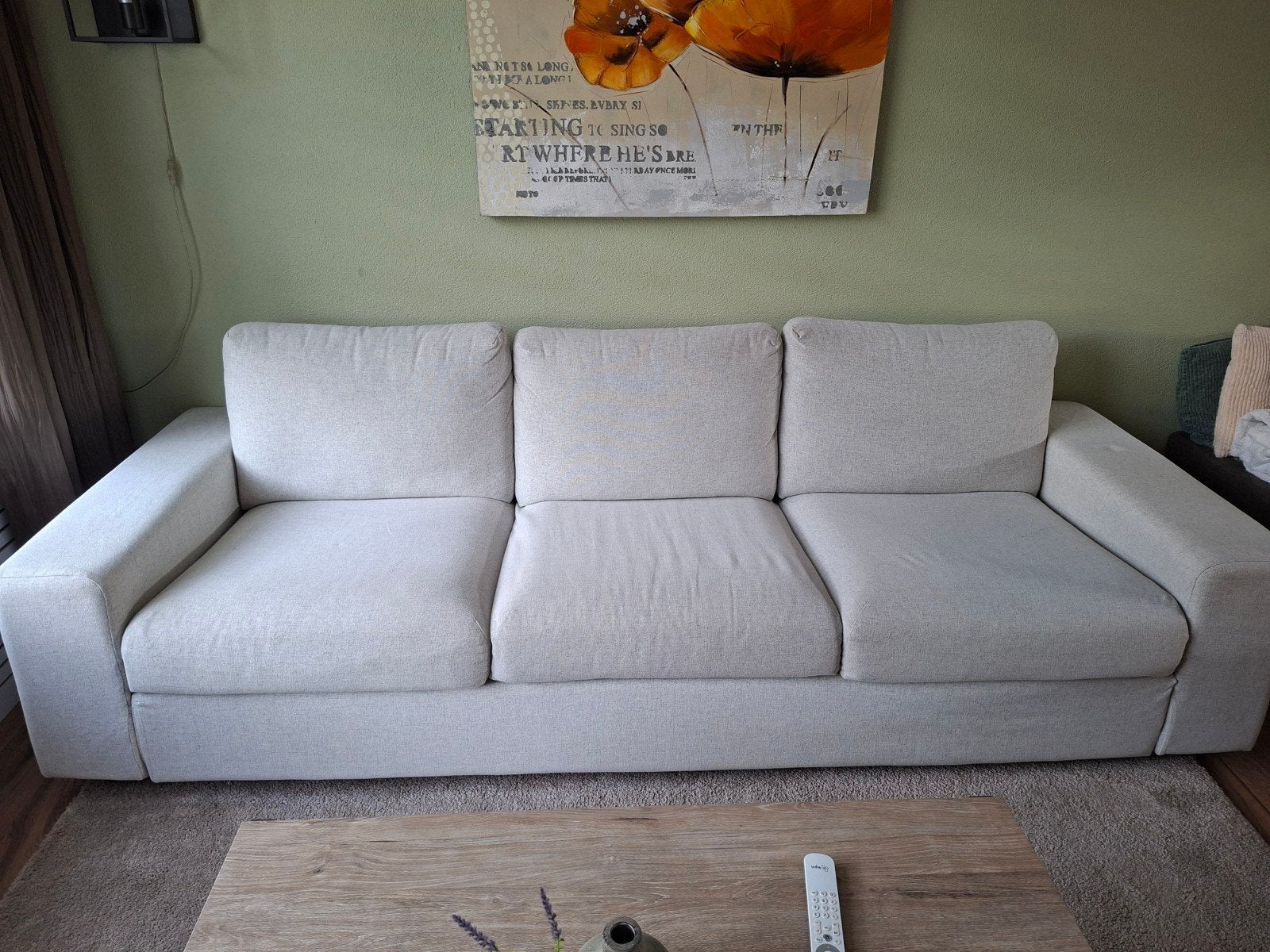 IKEA Vimle 3-zits bank, roomwit - 250x90 cm, Huis en Inrichting, Ophalen, Driepersoons, 75 tot 100 cm, Zo goed als nieuw