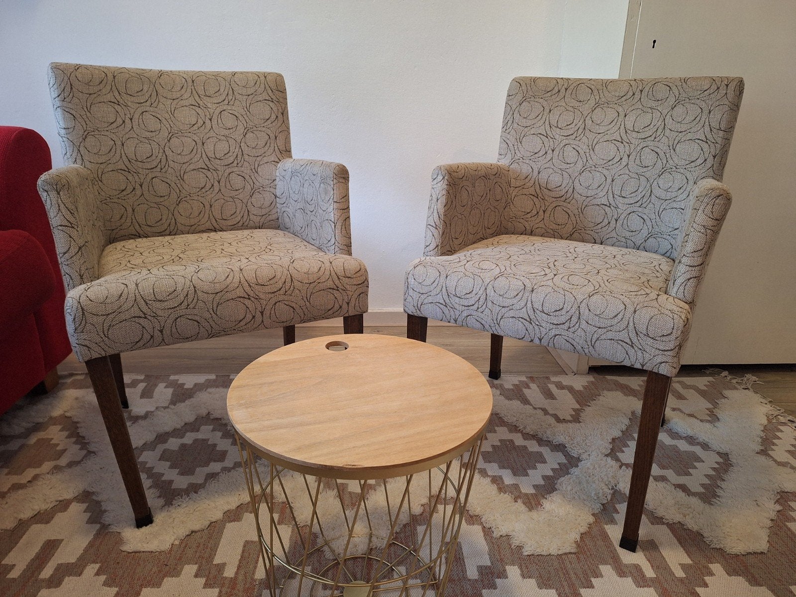 4 Mobitec beige eetkamerstoelen, Ophalen, Gebruikt, Overige kleuren, Stof