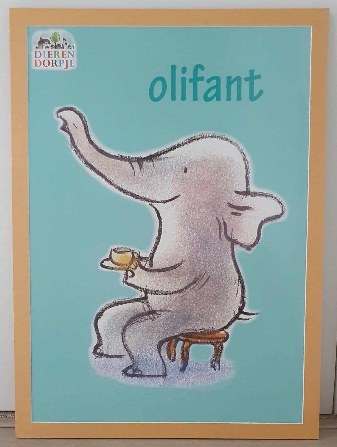 Grappige OLIFANT poster (mét passe-partout), Ophalen of Verzenden, Zo goed als nieuw, Wanddecoratie
