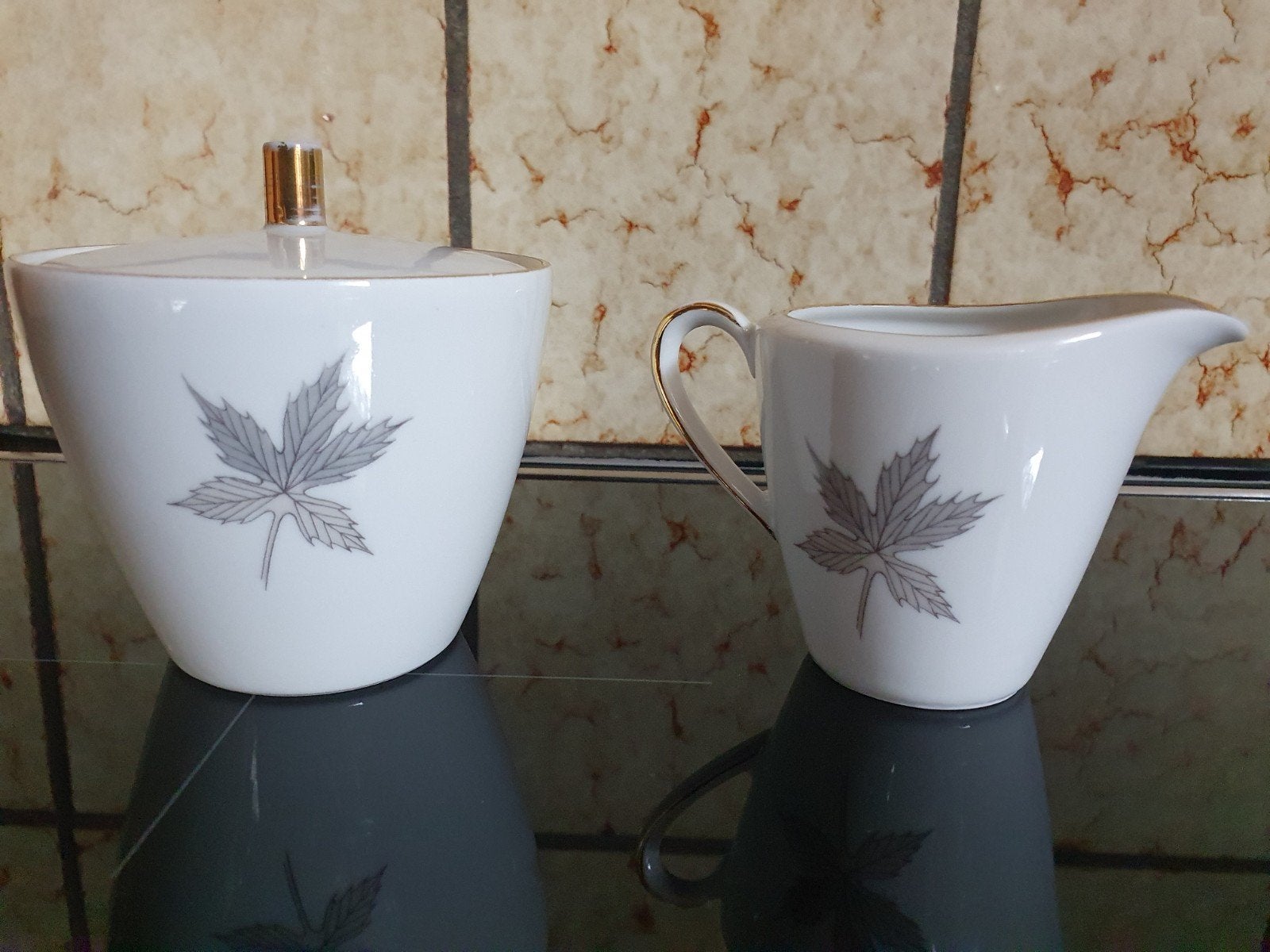 Vintage Seltmann Weiden Bavaria melk/suikerset + 2 borden, Overige typen, Ophalen of Verzenden, Zo goed als nieuw, Overige stijlen