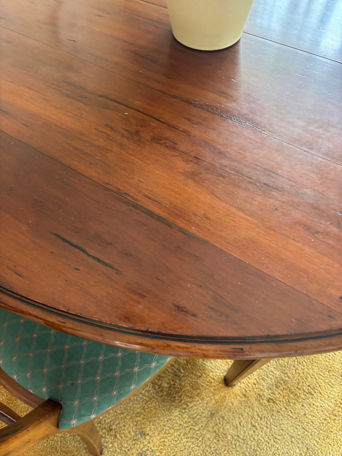 Klassieke houten  uitschuifbare eettafel met 4 stoelen, Huis en Inrichting, Tafels | Eettafels, Ophalen, Gebruikt, 100 tot 150 cm