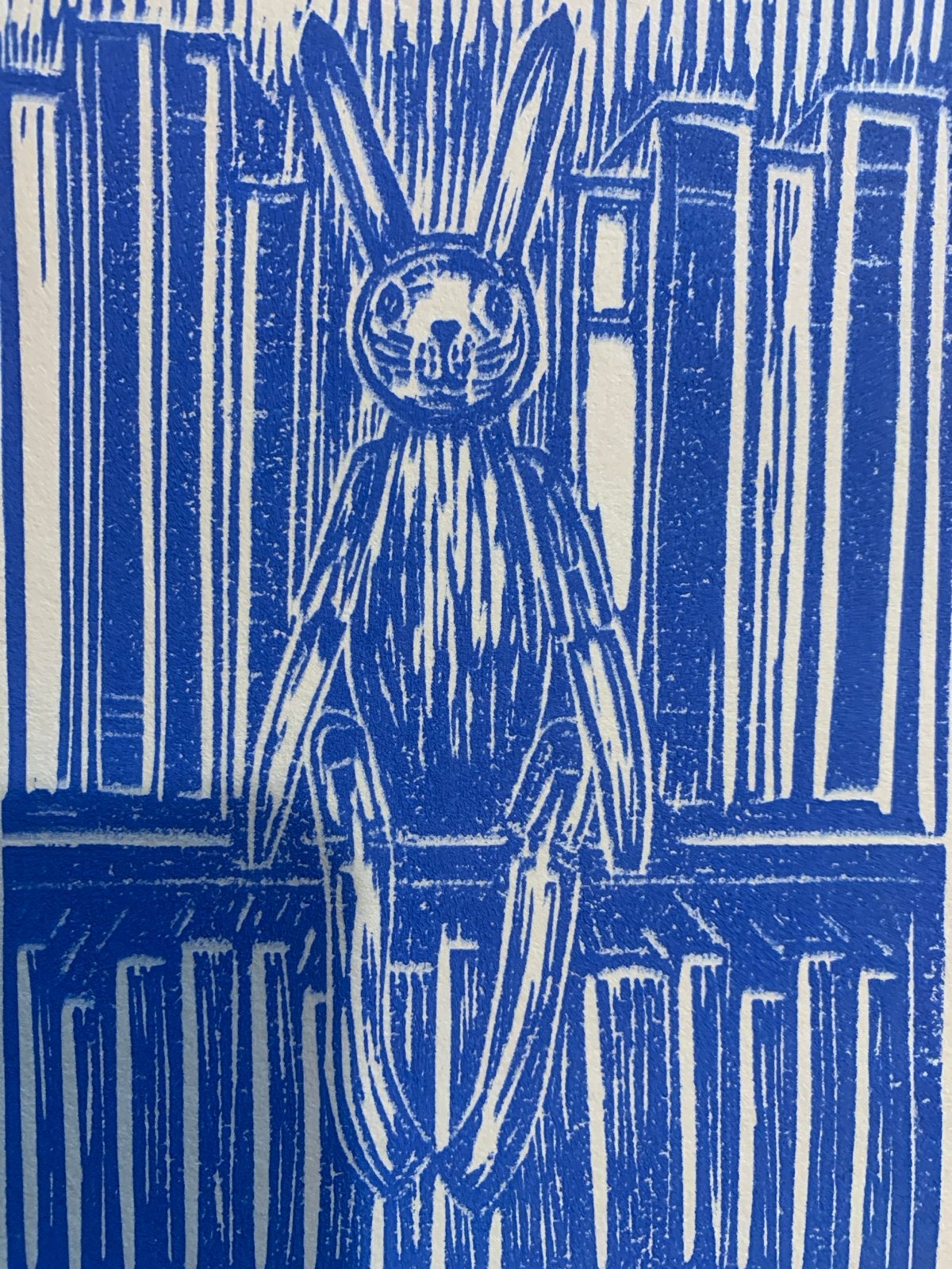 De Bibliothecaris - Originele Linosnede, Antiek en Kunst, Linosnede, Gelimiteerde oplage, Ophalen of Verzenden, Dieren en Natuur