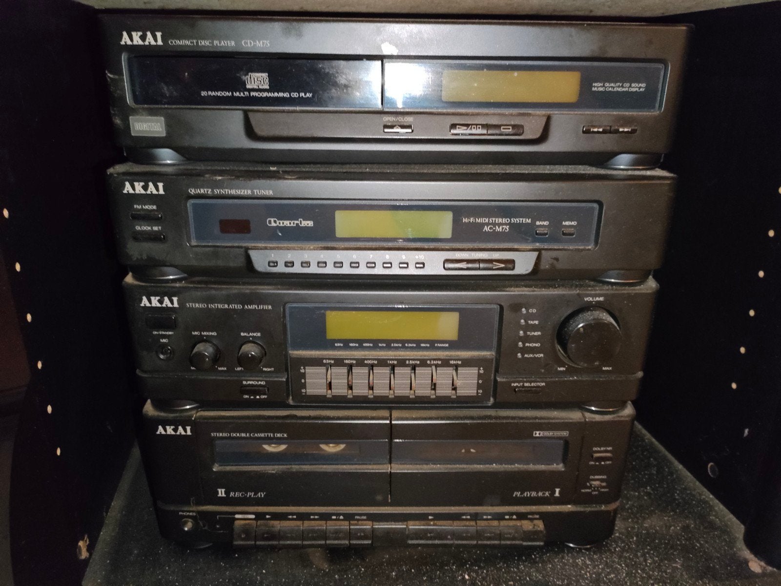 Akai Hifi Midi Stereo Systeem AC-M75 met CD, Tuner, Cassette, Ophalen, Gebruikt, Cassettedeck, Akai