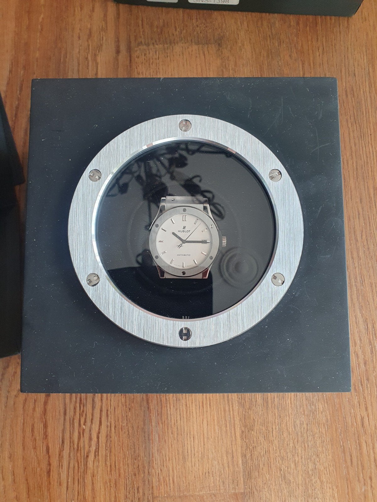 Te koop: Originele Hublot Classic Fusion Titanium Opalin 45, Leer, Polshorloge, Zo goed als nieuw, Zilver
