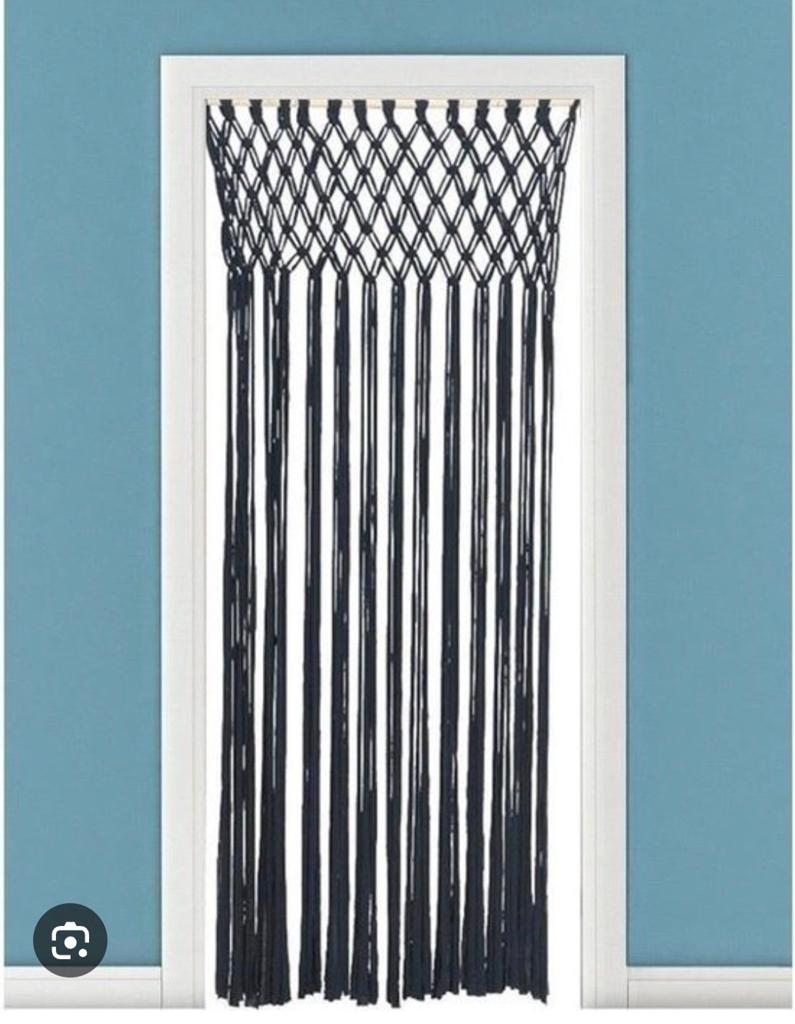 Tk macrame deurgordijn, Zwart, Nieuw, 150 tot 200 cm, 50 tot 100 cm