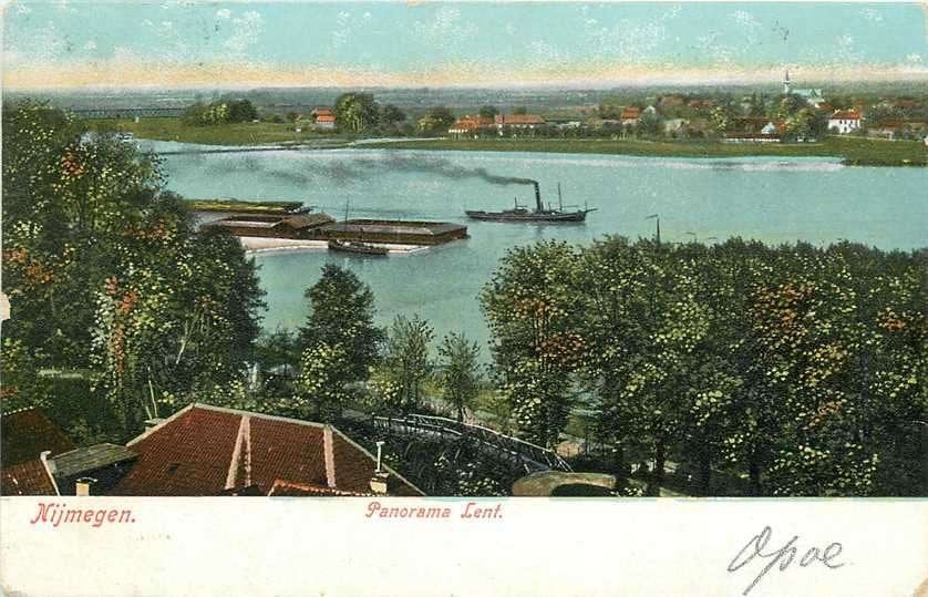 380-376-025 Nijmegen Panorama Lent, Verzamelen, Ansichtkaarten | Nederland, Verzenden, Voor 1920, Gelderland