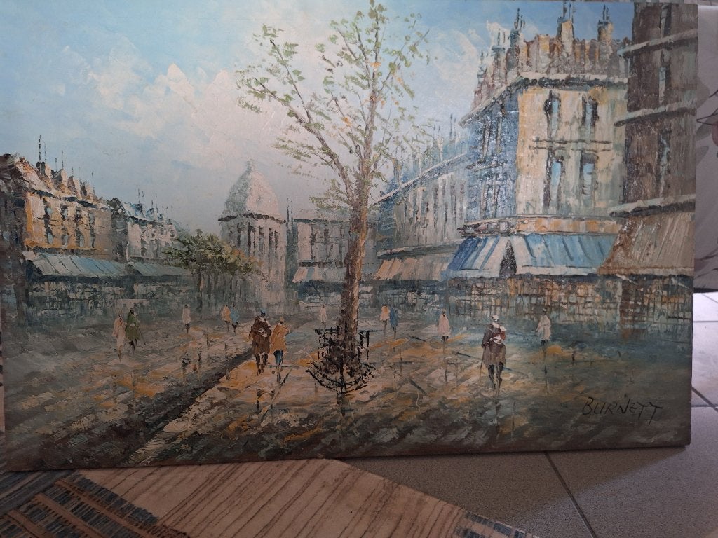 Scilderij burnett 60bij 90cm  zonder lijst, Doek, Ophalen of Verzenden, Olieverf, Gesigneerd