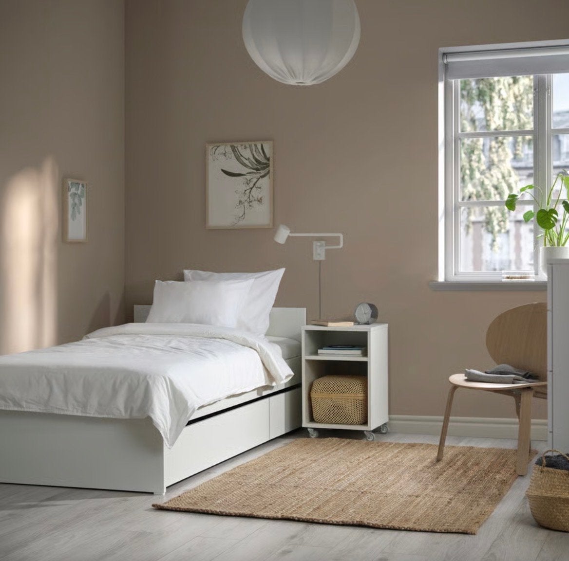 IKEA Hemnes bedframe, wit met zwarte lades 90x200 cm, Gebruikt, 90 cm, Eenpersoons, Wit