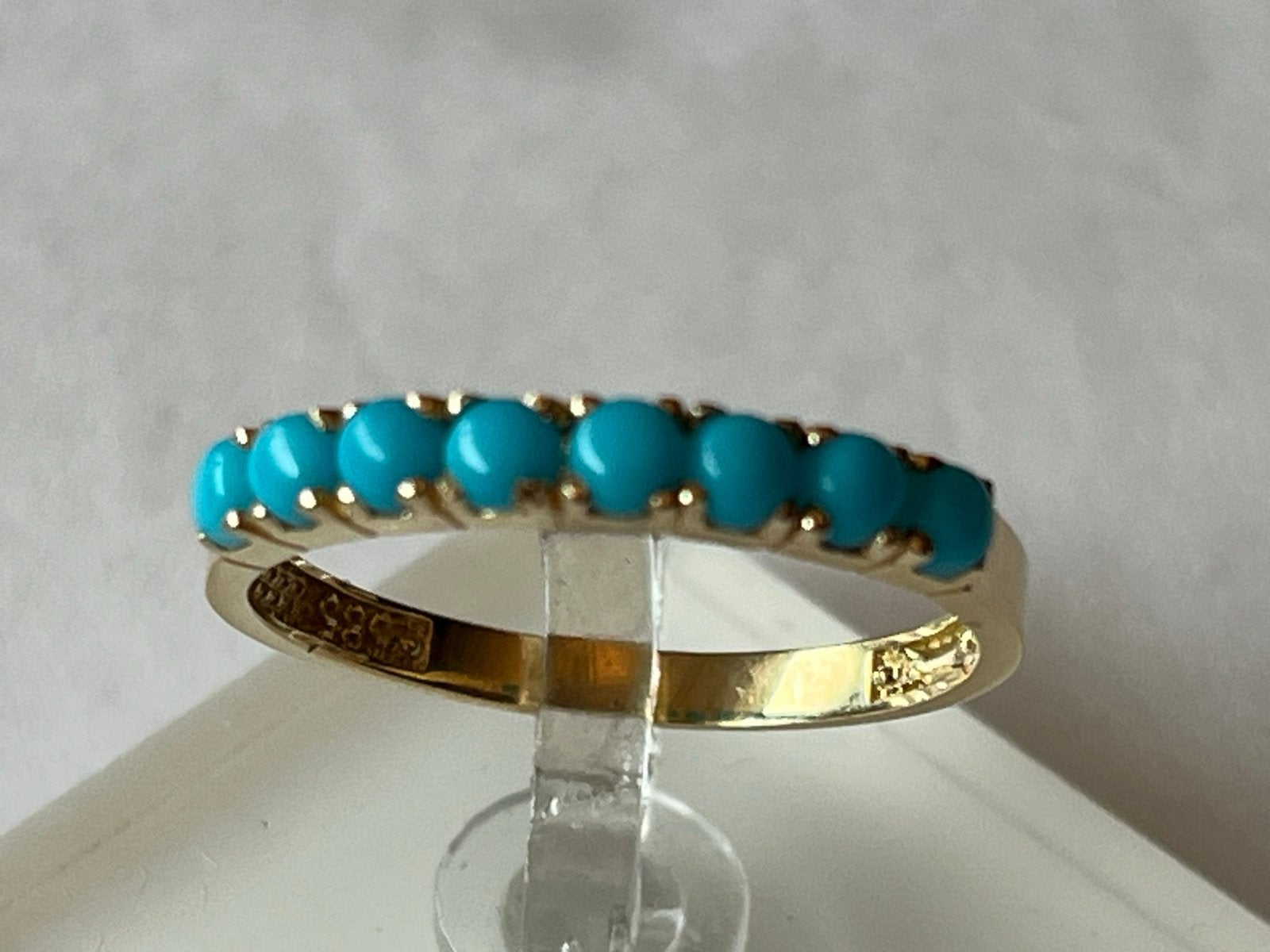 Bijzonder mooie gouden ring met Turkoois, Sieraden, Tassen en Uiterlijk, Ringen, 20 of groter, Verzenden, Zo goed als nieuw, Met edelsteen