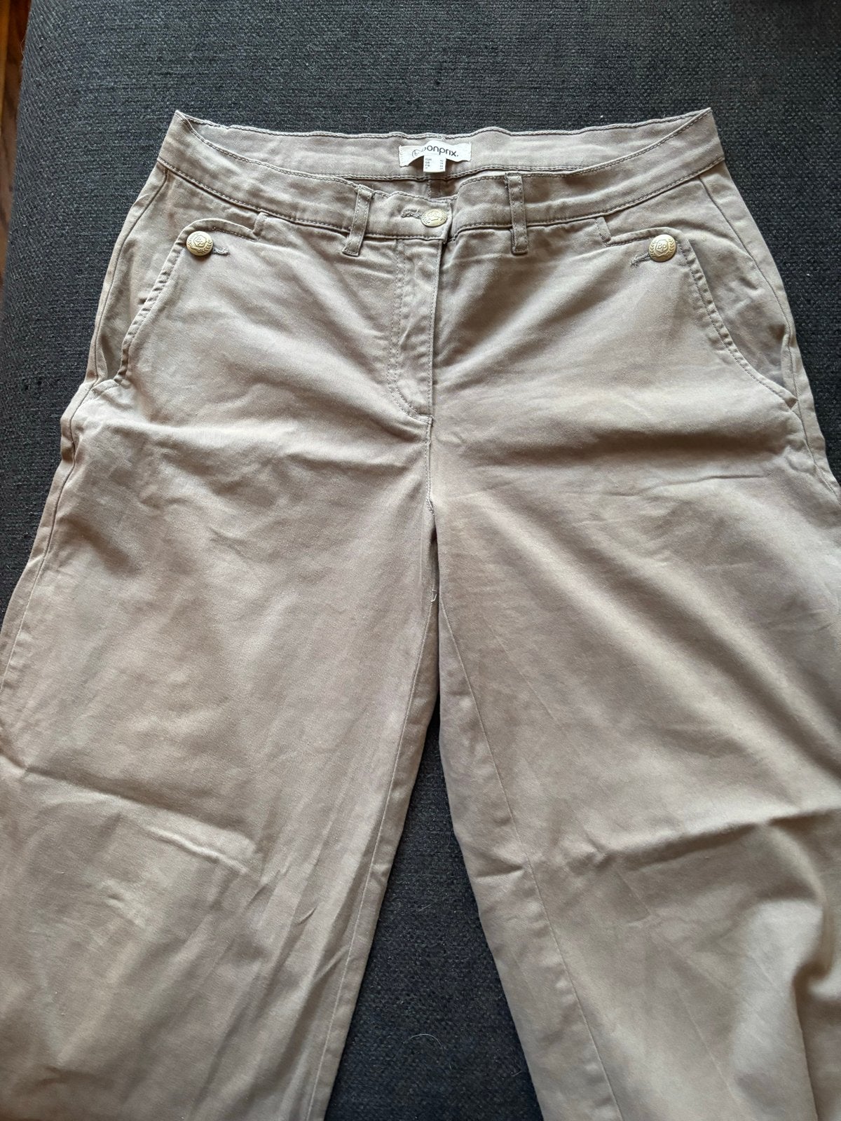 Zandkleurige wijde broek maat 42 (L) Bonprix zgan, Kleding | Dames, Beige, Maat 42/44 (L), Ophalen of Verzenden, Zo goed als nieuw