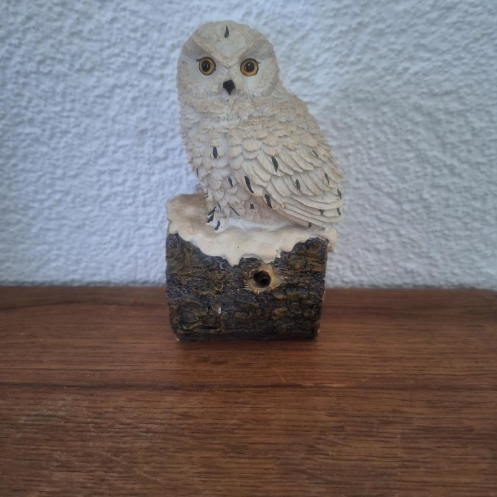 Uil beeldje met geluid - Decoratieve sneeuwuil, Verzamelen, Ophalen of Verzenden, Gebruikt, Dier