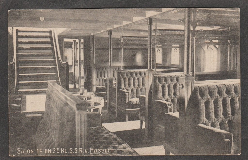 stavoren -enkhuizen schip s.s. r.v. hasselt met interieur, Verzenden, Voor 1920, Gelopen, Friesland