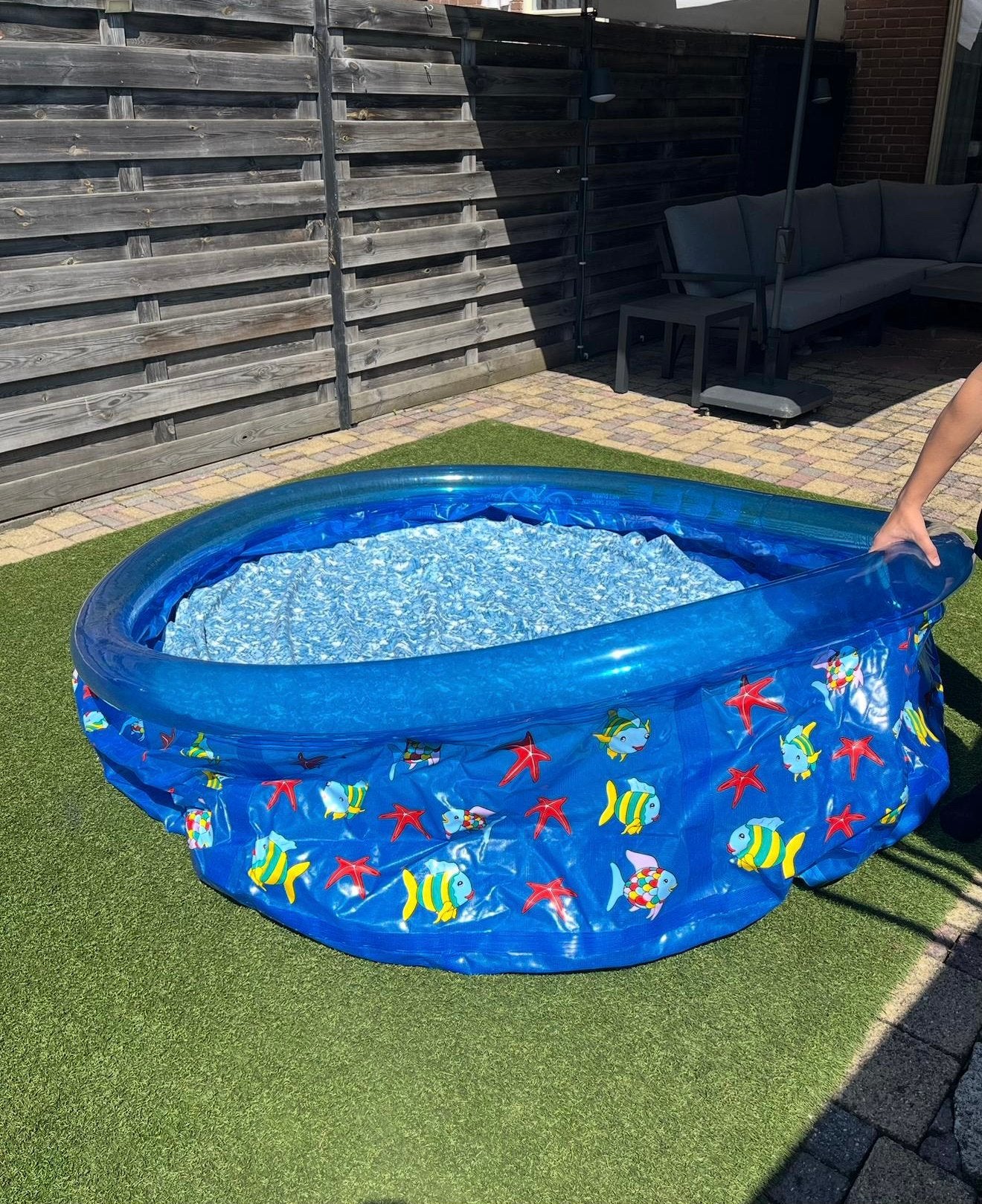 Zwembad met aquarium patroon Diameter 244 cm zonder pomp, Opblaaszwembad, Rond, Ophalen of Verzenden, Zo goed als nieuw