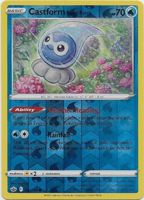 Chilling Reign,  Castform Rainy [reverse] 33/198, Verzenden, Nieuw, Losse kaart