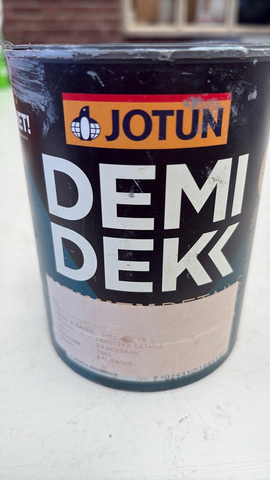 Jotun Demidekk Details - Kleur 7001 Zilvergrijs (0.75L), Gebruikt, Ophalen of Verzenden, Verf, Grijs