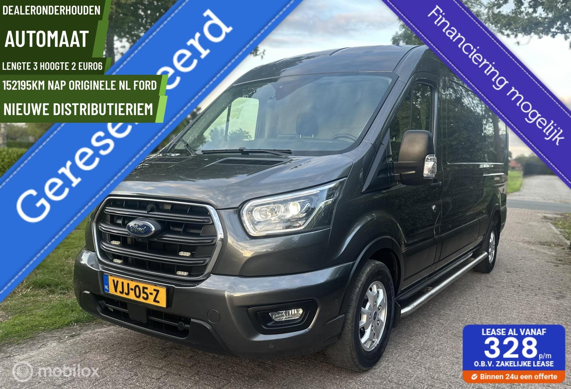Ford Transit 350 2.0 TDCI L3H2 185PK Automaat Limited Euro6, Auto's, Dealer onderhouden, 4 cilinders, Leder en Stof, Origineel Nederlands