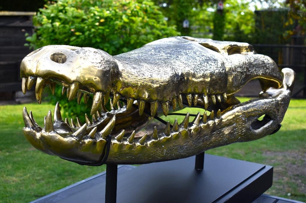 Bronzen sculptuur van een Nijlkrokodil, 105 cm lang en 30kg, Ophalen