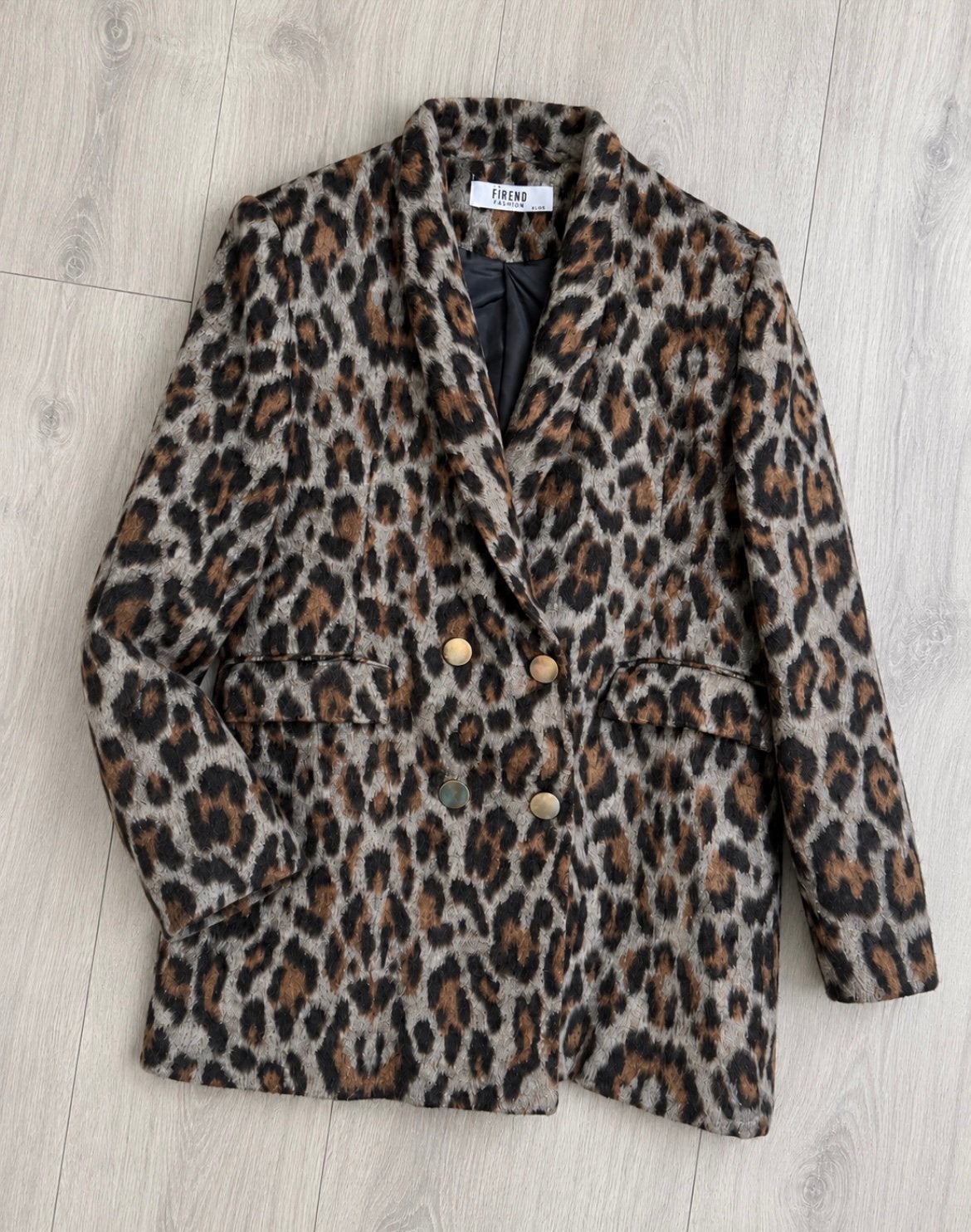 Blazer Panterprint Leopard – Goudkleurige Knopen – Maat L/XL, Verzenden, Beige, Maat 42/44 (L), Zo goed als nieuw