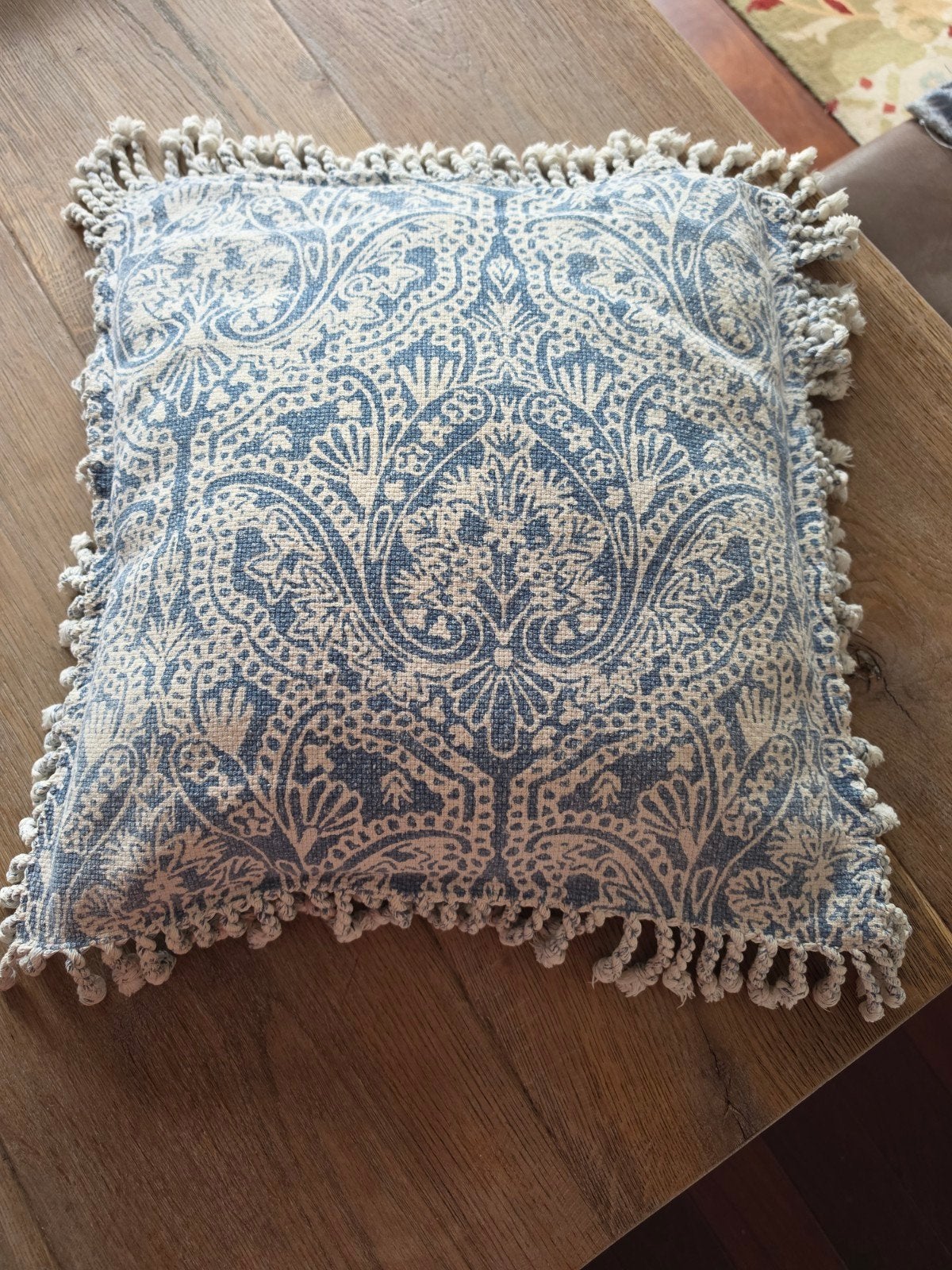 Sierkussen Unique Living met franje - Nieuwstaat, Ophalen, Blauw, Inclusief binnenkussen, Nieuw