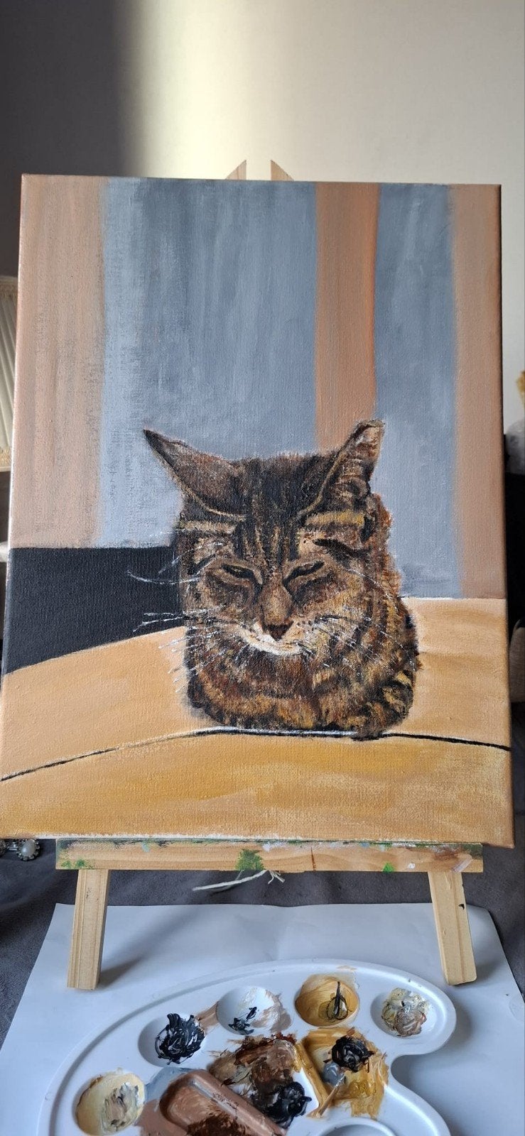 Schilderij de poes "Laura"., Ophalen of Verzenden