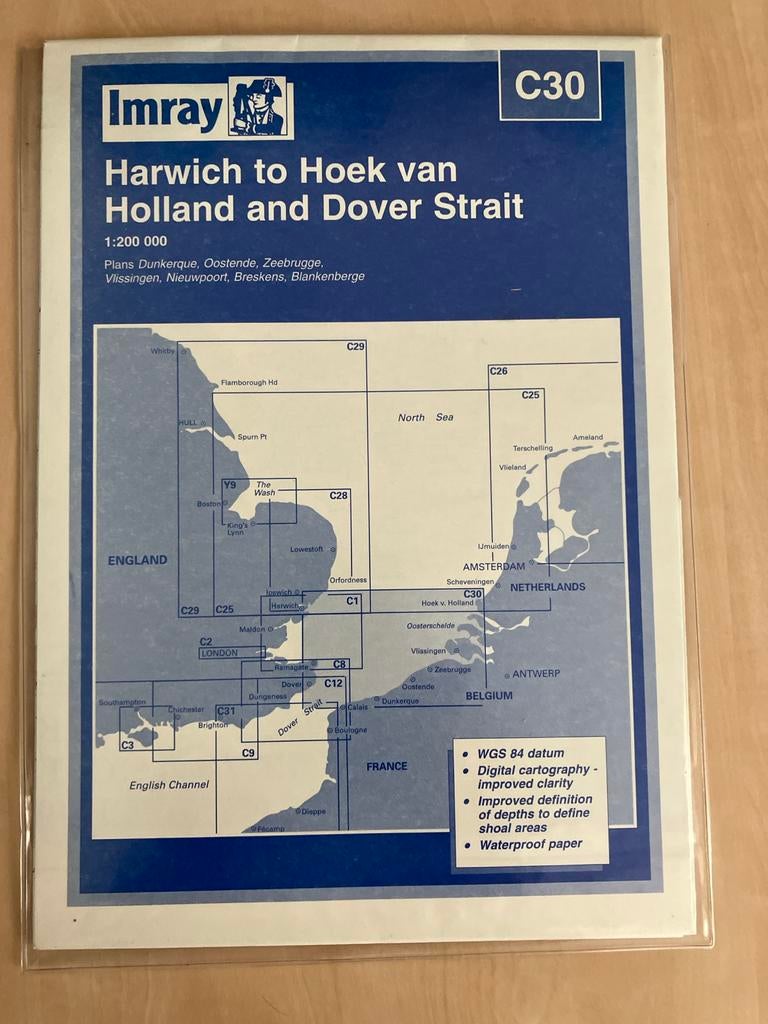 Imray C30 Zeekaart: Harwich naar Hoek van Holland & Dover, Ophalen of Verzenden, Gebruikt, Overige typen
