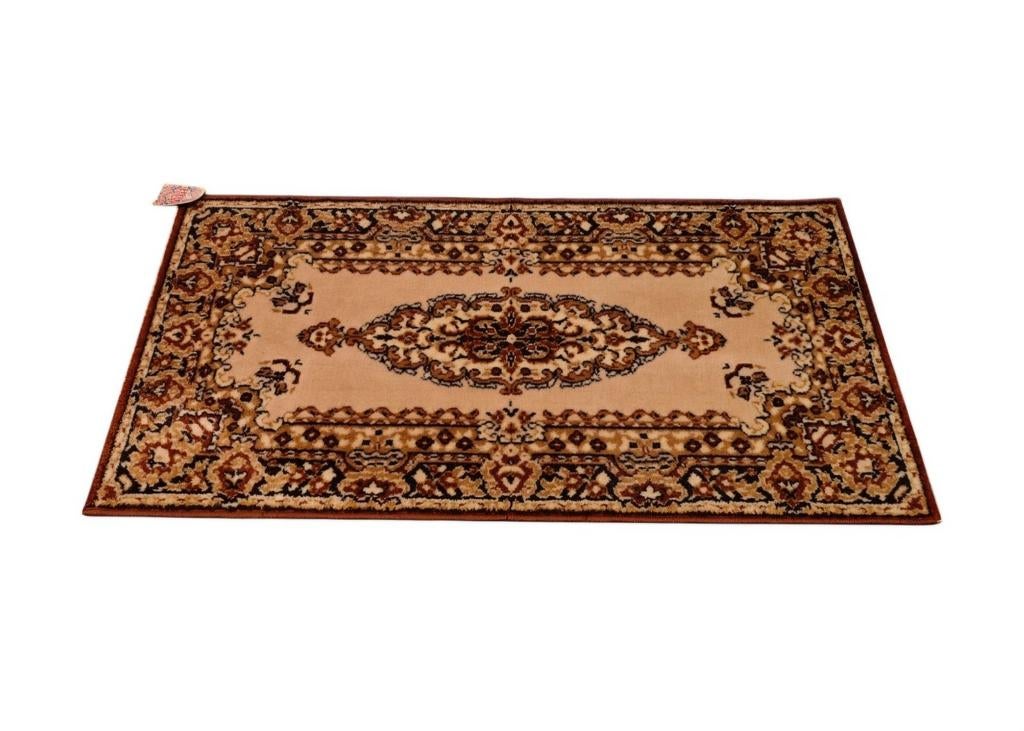 Vintage oosters wol vloerkleed medallion brown 60x116cm, Huis en Inrichting, Crème, Gebruikt, 100 tot 150 cm, Klassiek, Oosters, Traditioneel
