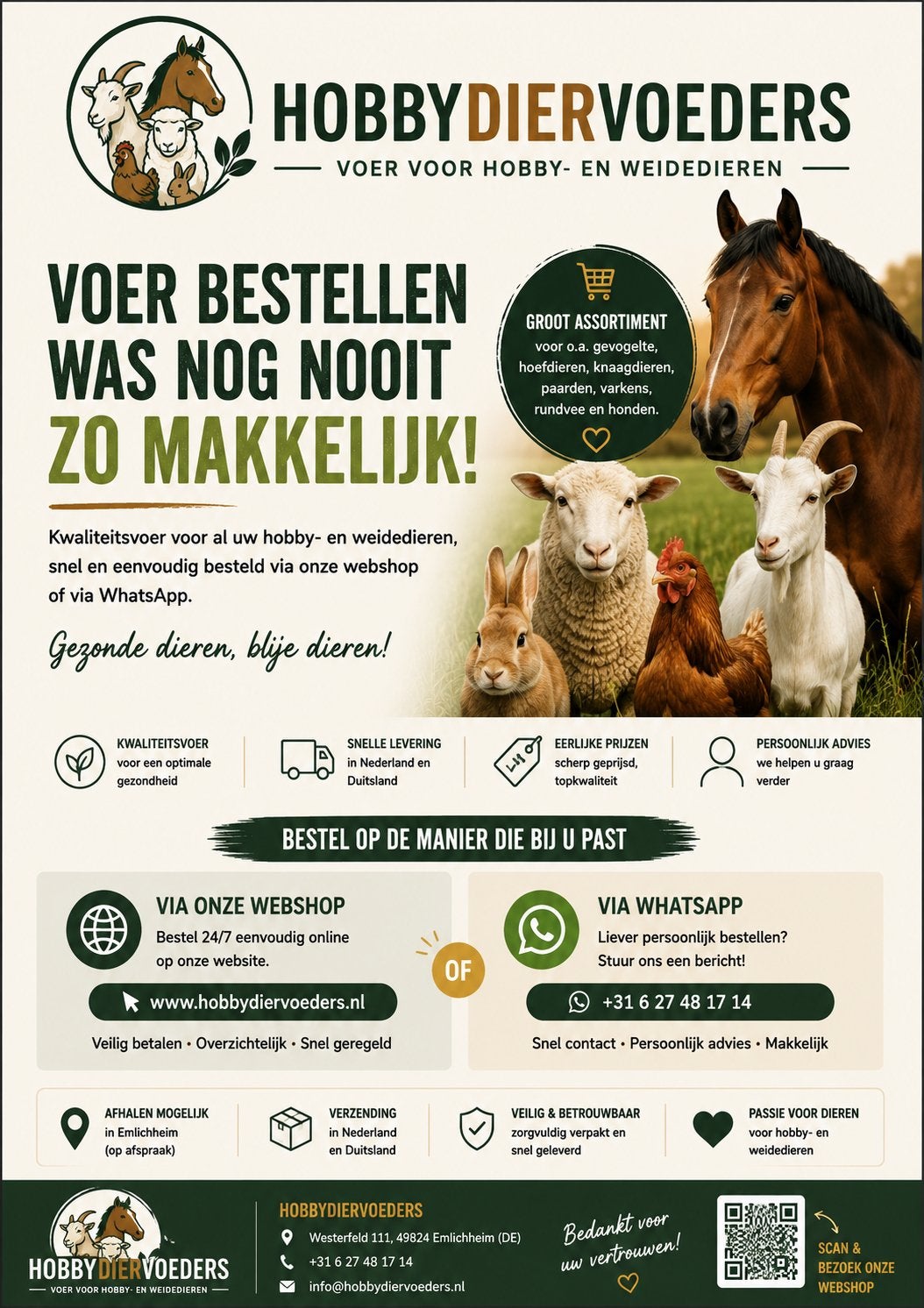 Hobbydiervoeders - geitenbrok - paardenbrok, Ophalen of Verzenden, Vee