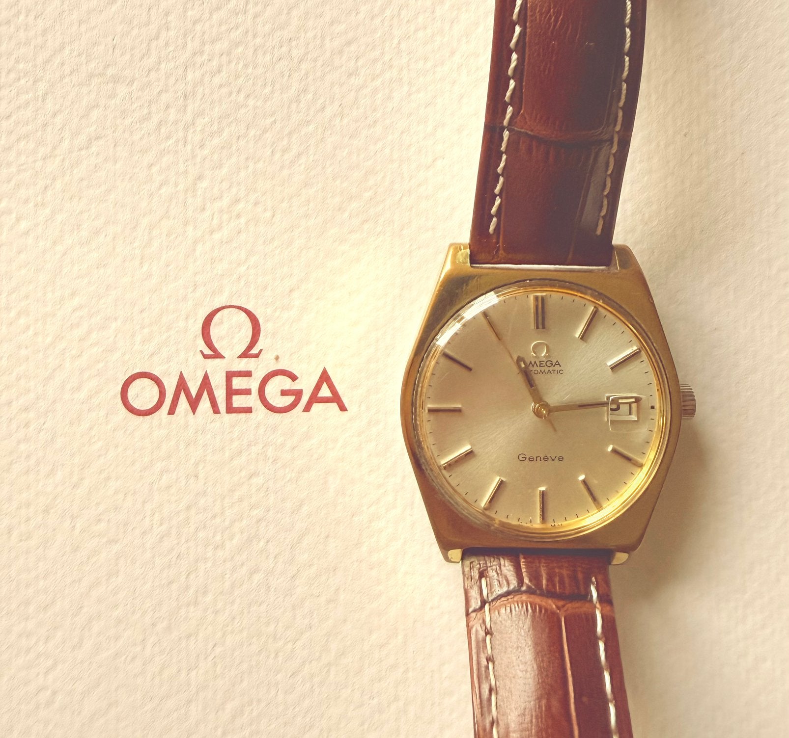 Prachtig Vintage Omega Geneve horloge, Overige merken, Leer, Polshorloge, Ophalen of Verzenden