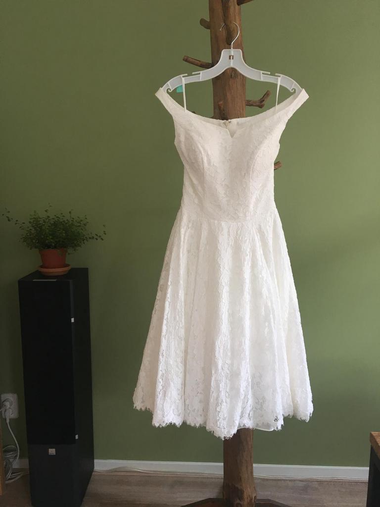 Korte trouwjurk (of witte cocktaildress), Kleding | Dames, Ophalen of Verzenden, Zo goed als nieuw, Wit, Trouwjurk