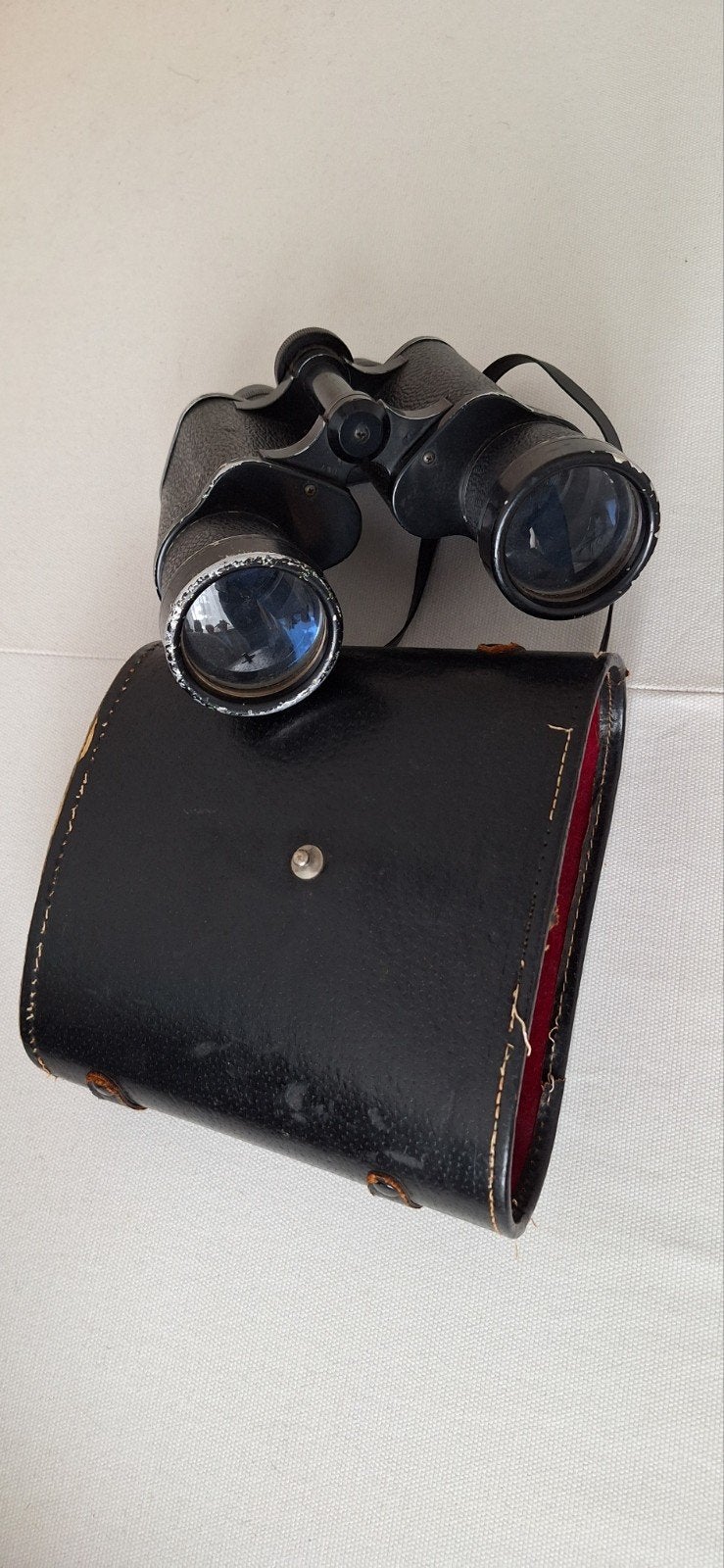 Haco Prisma 7x50 verrekijker met leren tas, Gebruikt, Minder dan 8x, Met hoes of tas, Porro (met knik)