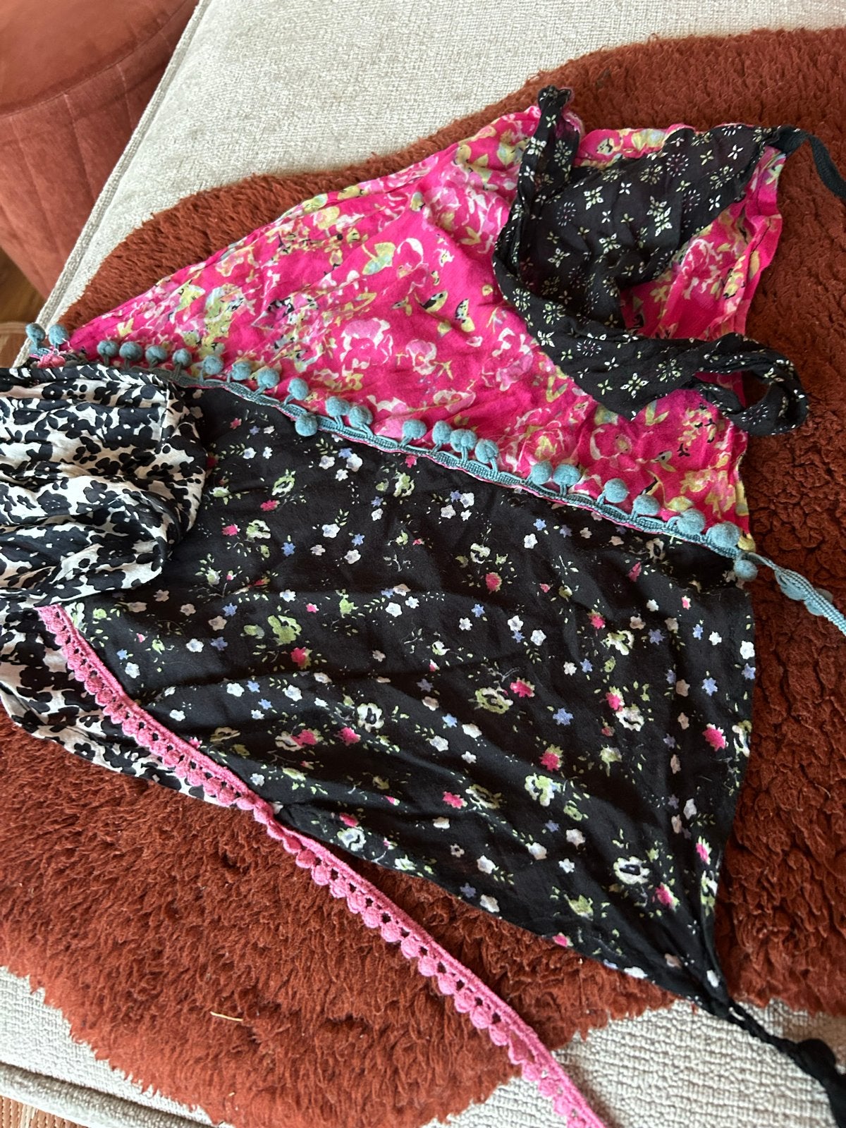 Meisjessjaal bloemetjes boho driehoek, Ophalen of Verzenden, Gebruikt, Meisje